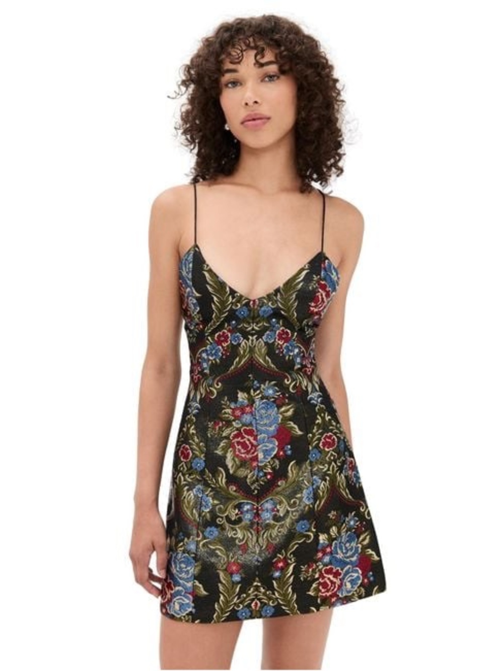 Alice + Olivia Women's Black Tayla Floral Jacquard Structured Mini Dress